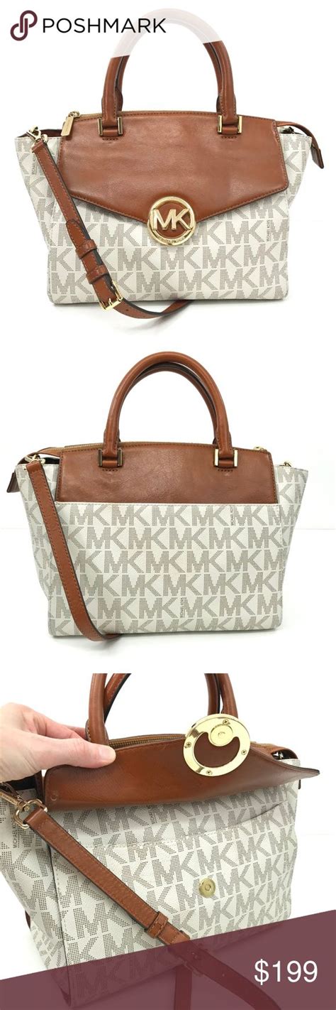 michael kors hudson vanilla satchel|Michael Kors Hudson Large Signature PVC Satchel .